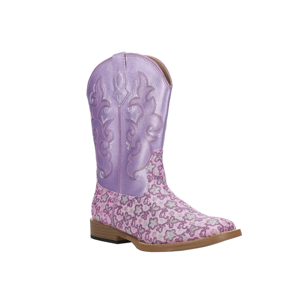 Floral Glitter Square Toe Cowboy Boots (Little Kid-Big Kid)