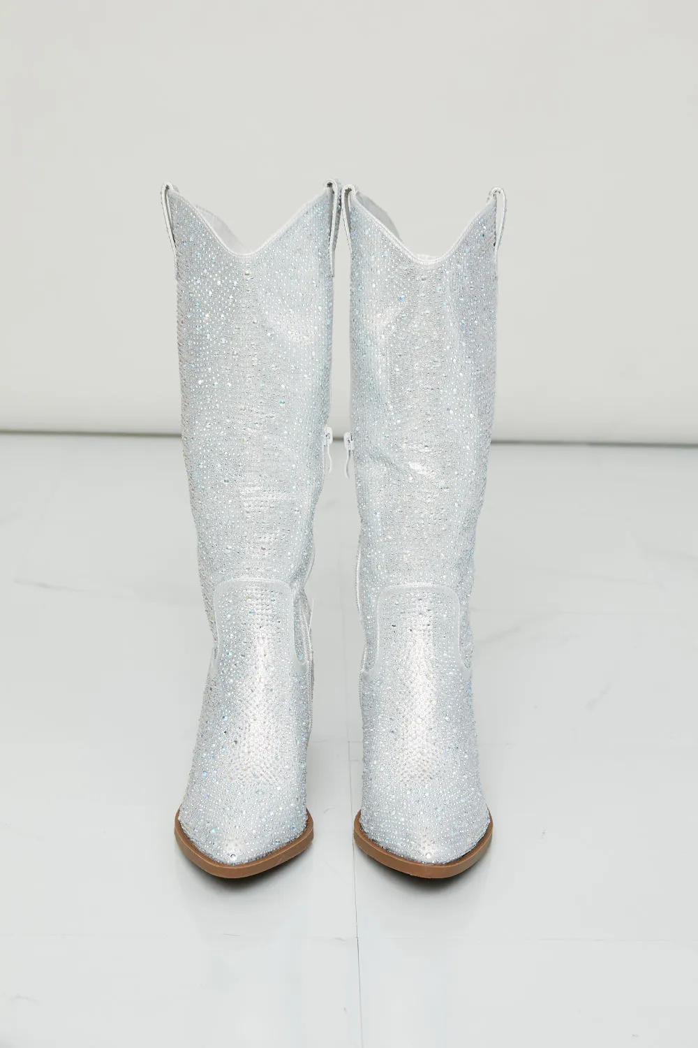 Forever Link Rhinestone Cowboy Boots in Silver