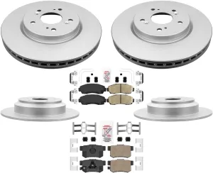 Front   Rear Brake Pads & Coated Rotors FOR 2010-2015 HONDA ACCORD CROSSTOUR