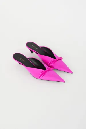 Fuchsia Satin Knife Mule