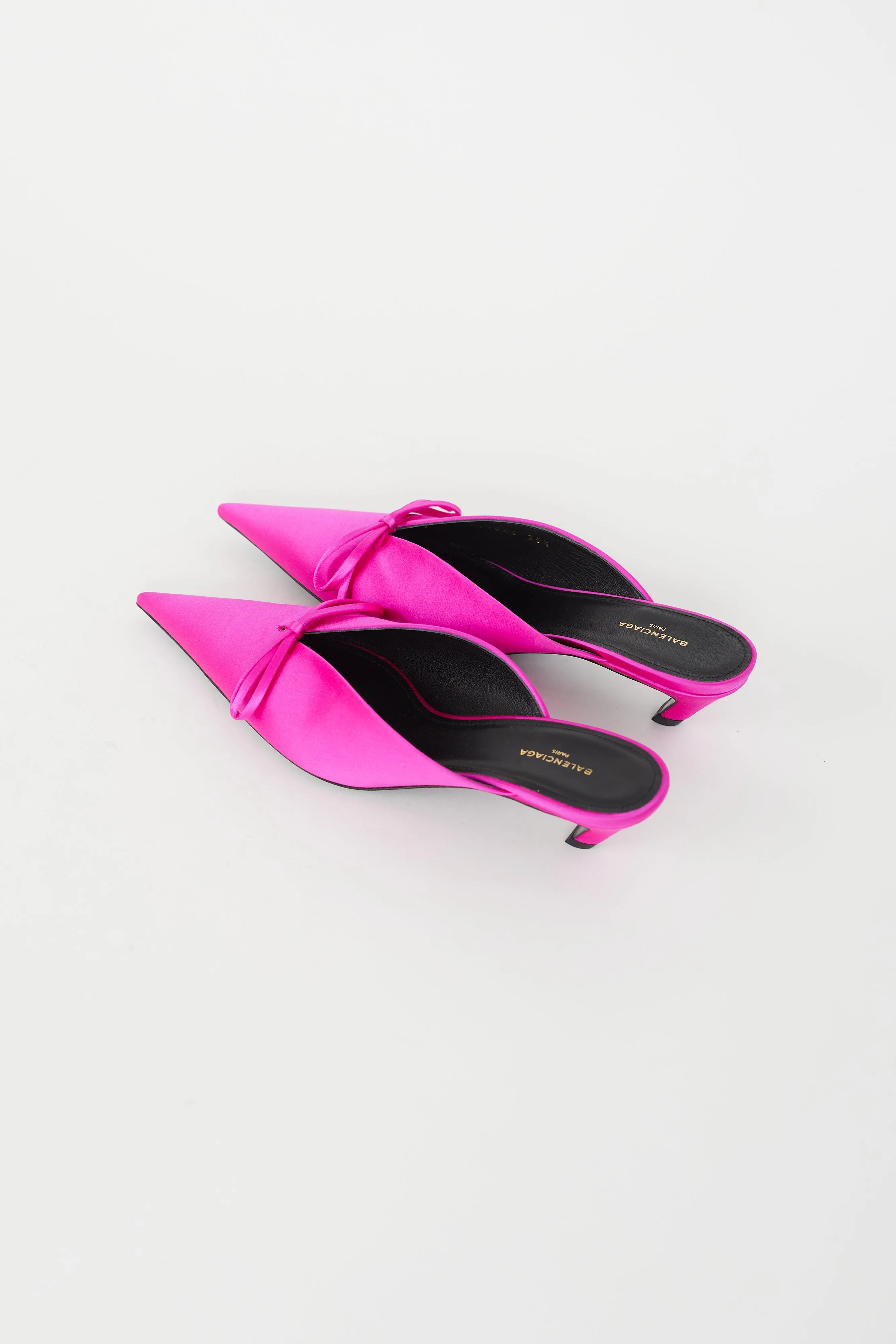 Fuchsia Satin Knife Mule