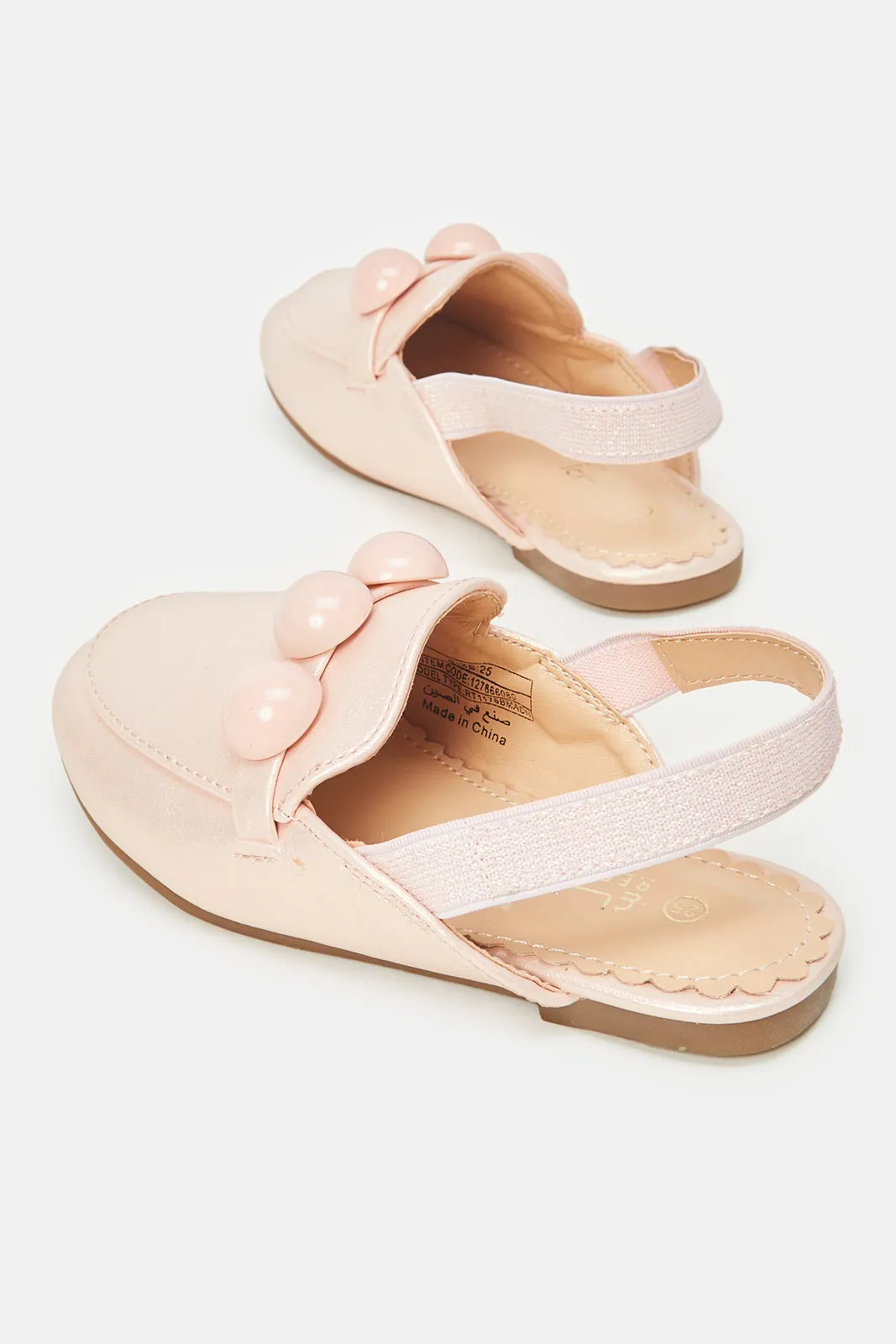 Girls Pink Embellished Mule