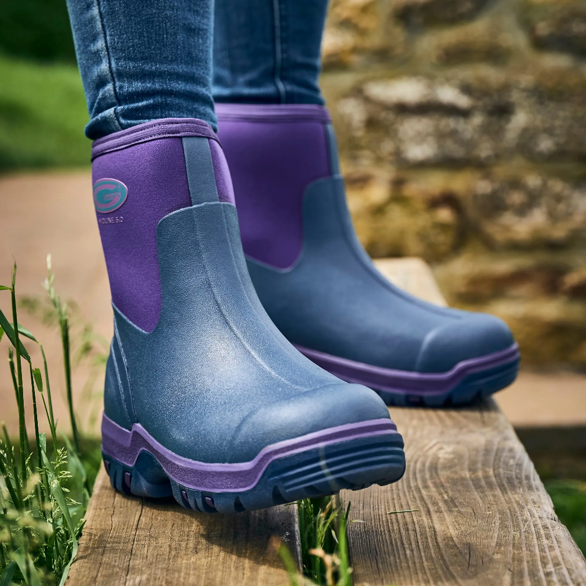 Grubs Boots Midline Mid Height Wellies Womens - Purple