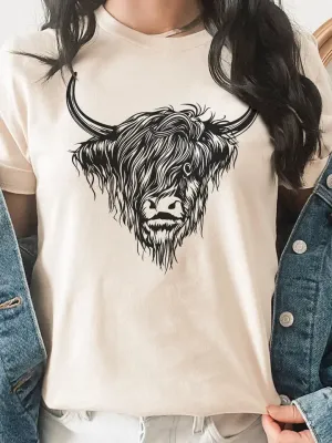 Highland Cow Rustic Graphic Tee