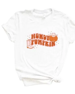 Howdy Pumpkin Boots Short Sleeve Graphic Tee | White