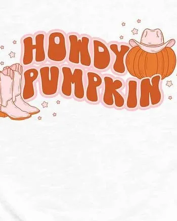 Howdy Pumpkin Boots Short Sleeve Graphic Tee | White