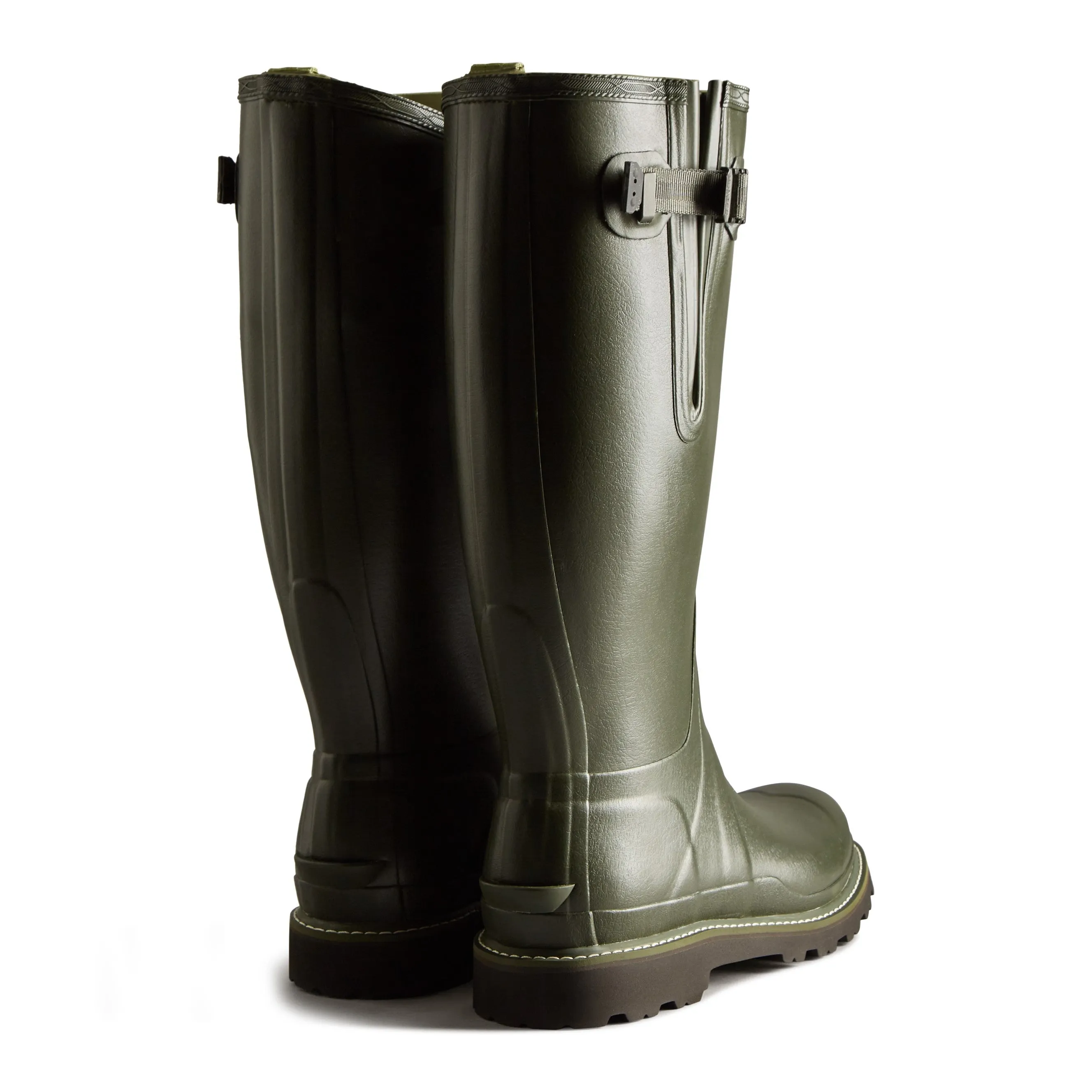 Hunter Balmoral Sovereign Side Adjustable Commando Sole Wellington Boots - Dark Olive