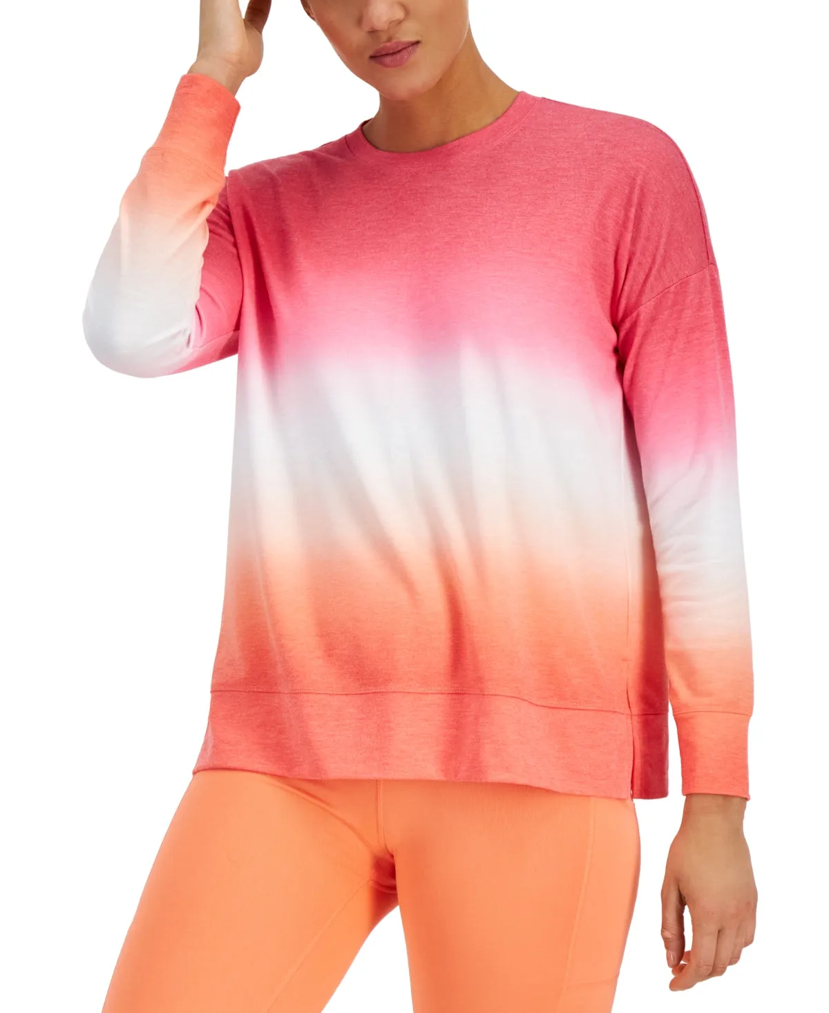 ID Ideology Women's Dip Dye Crewneck Top Pink