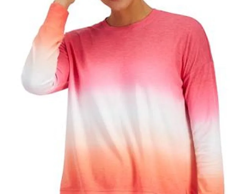 ID Ideology Women's Dip Dye Crewneck Top Pink