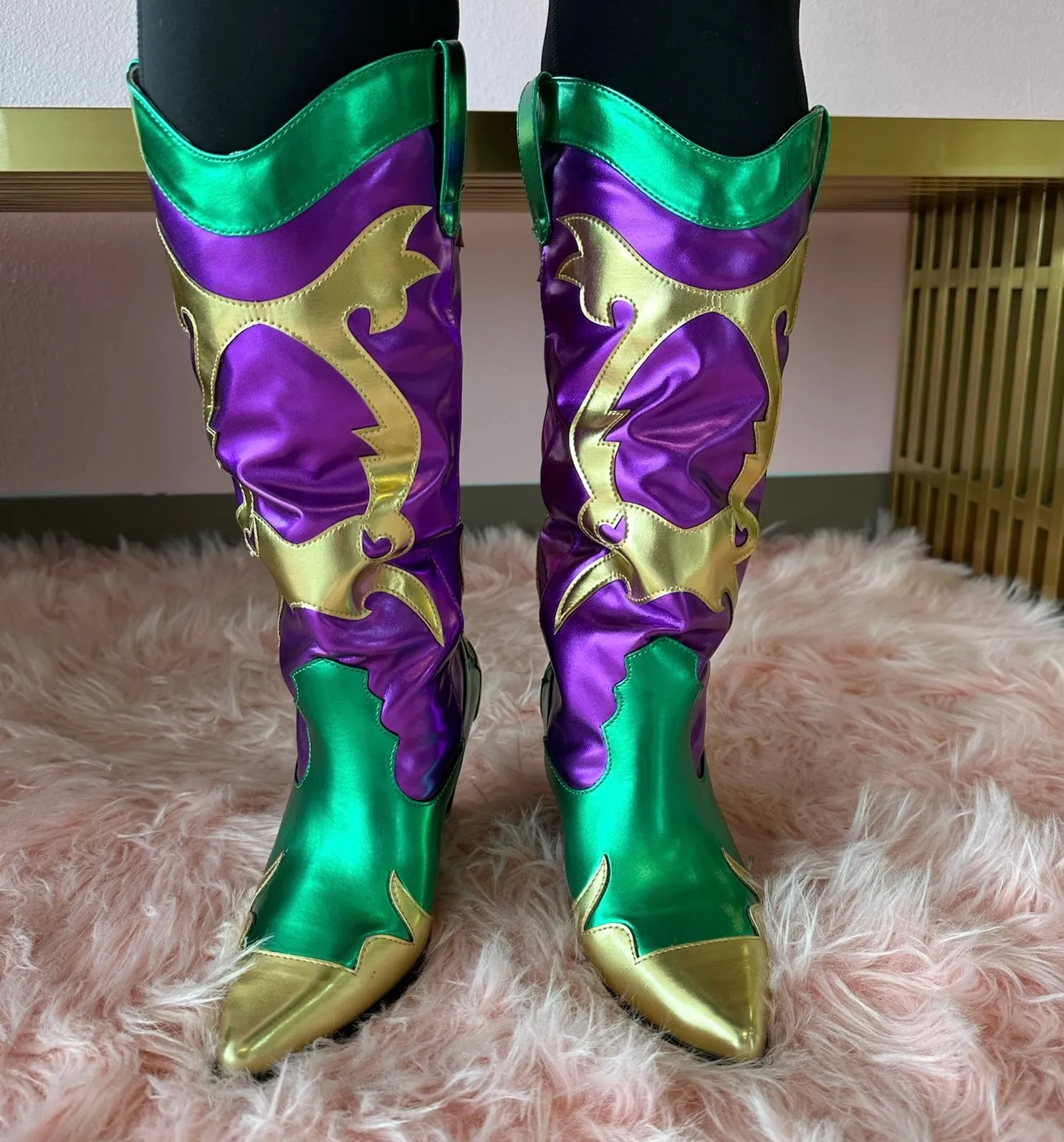 JULIANA - SHOE-NAMI EXCLUSIVE Mardi Gras Multi Metallic Cowboy Boot -