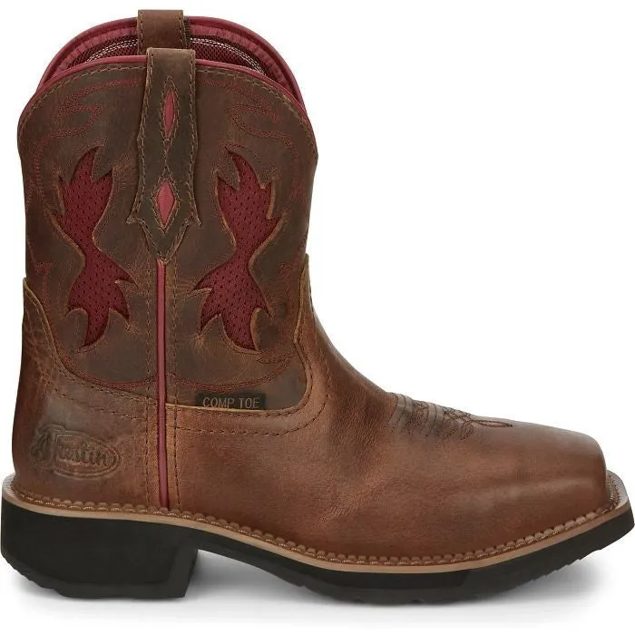 Justin Women's Lathey 8" Nano CT Western Work Boot -Brown- GY9962