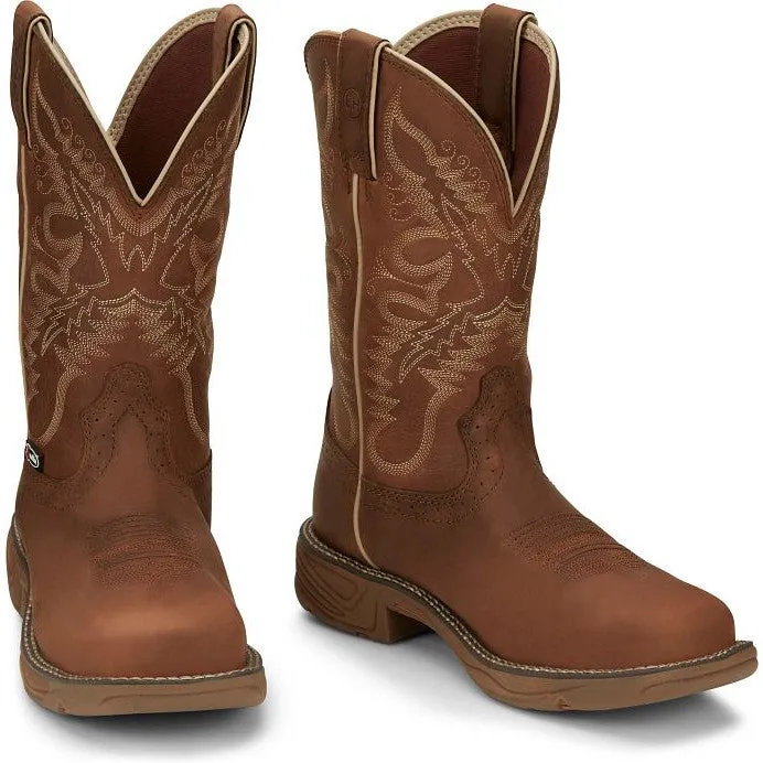 Justin Women's Rush 11" Nano CT WP Western Work Boot -Tan- SE4352