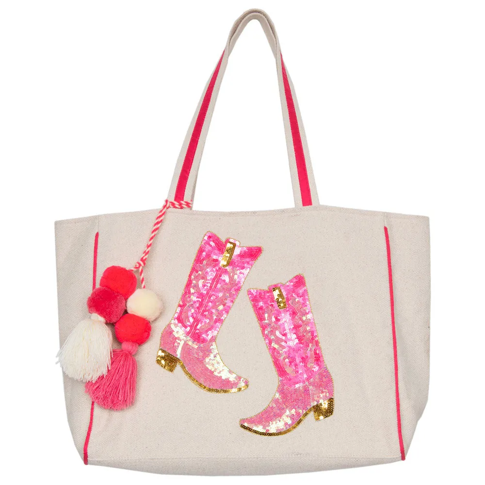 Kicking Boots Sequin Wholesale Canvas Tote Bag