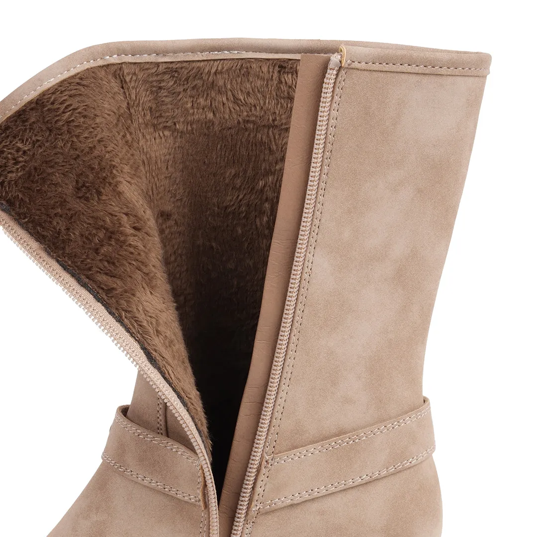 Knox Beige Cowboy Booties for Fall