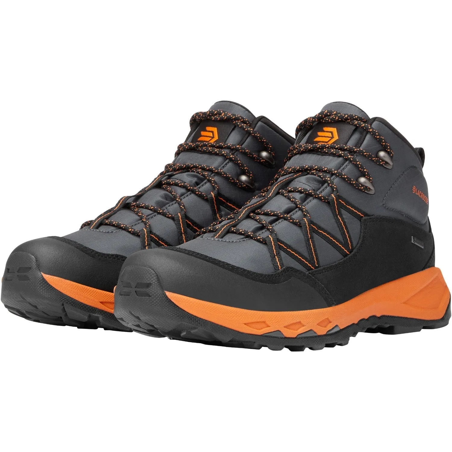 Lacrosse Mens San Juan Mid GTX Gunmetal/Orange Leather Hunting Boots