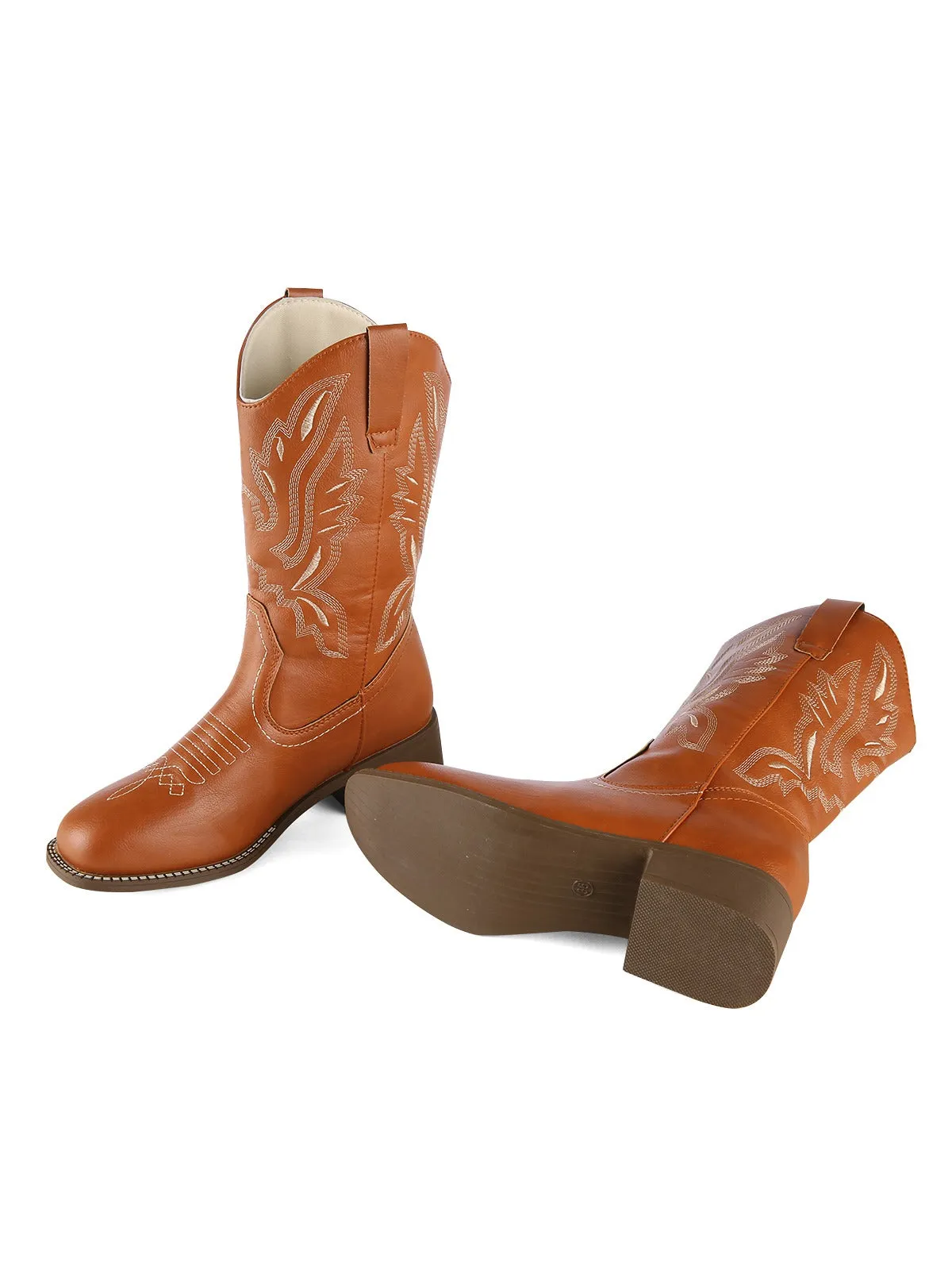 Latest Embroidered Leather Calf Cowboy Boots