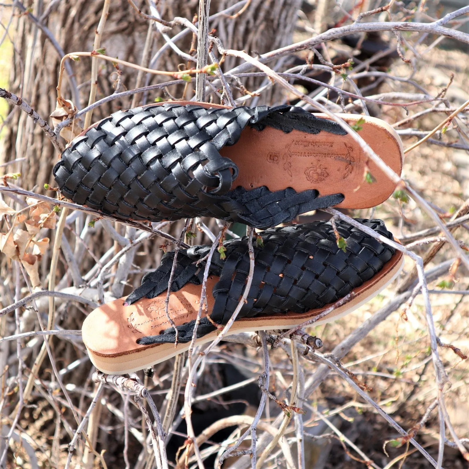 Leather Mexican Slip On Huarache Mule