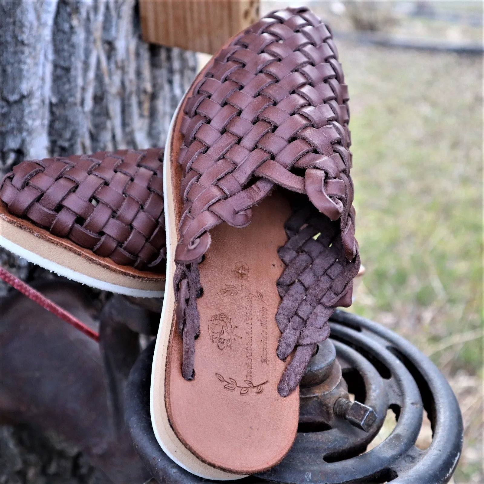 Leather Mexican Slip On Huarache Mule