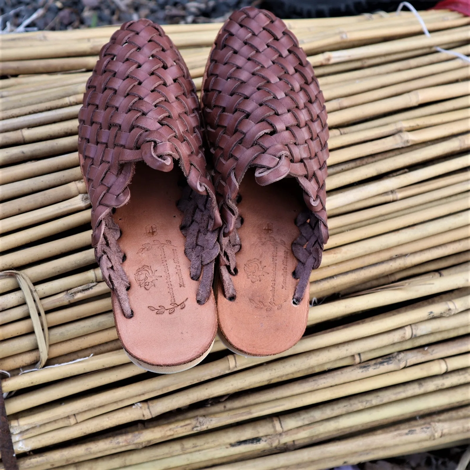 Leather Mexican Slip On Huarache Mule