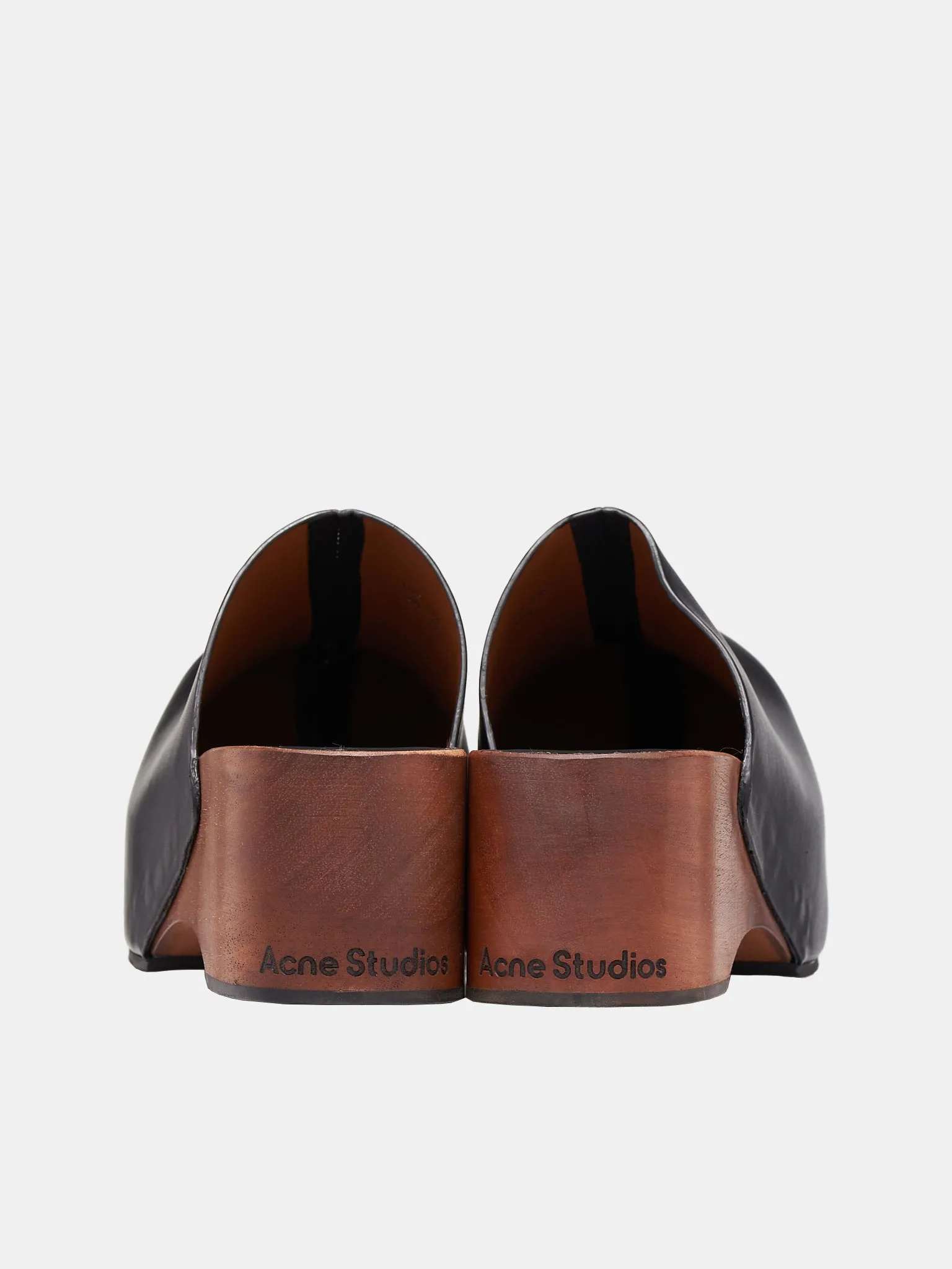 Leather Wood Clogs (BD0316-BLACK)