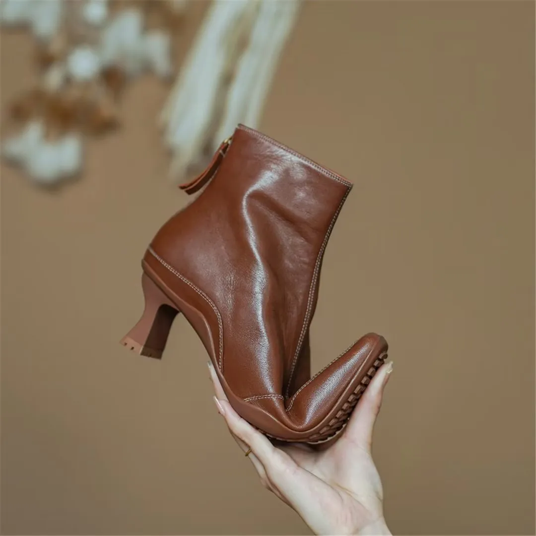 LeatherLust Square-Toe Plush-Lined Luxury Boots