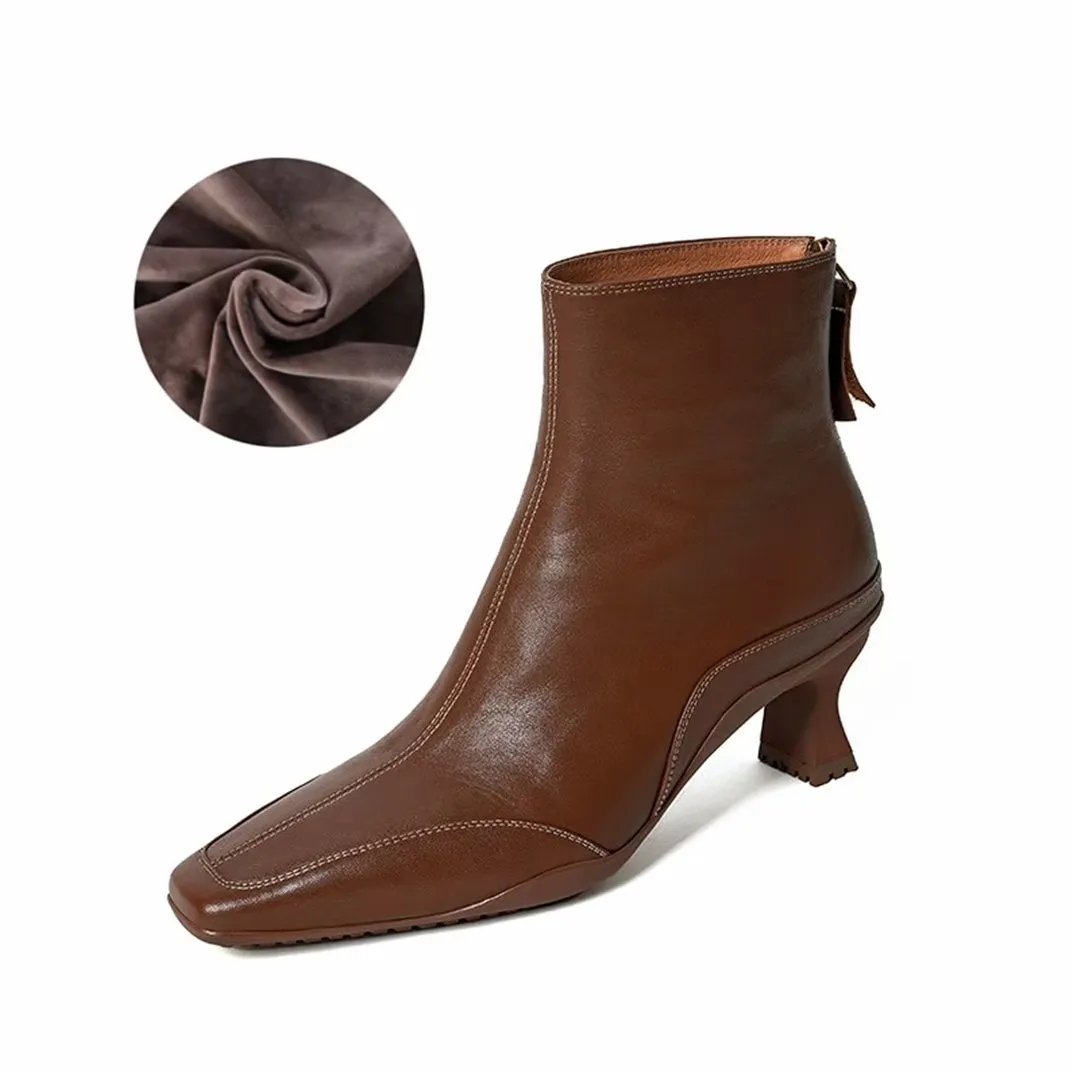 LeatherLust Square-Toe Plush-Lined Luxury Boots