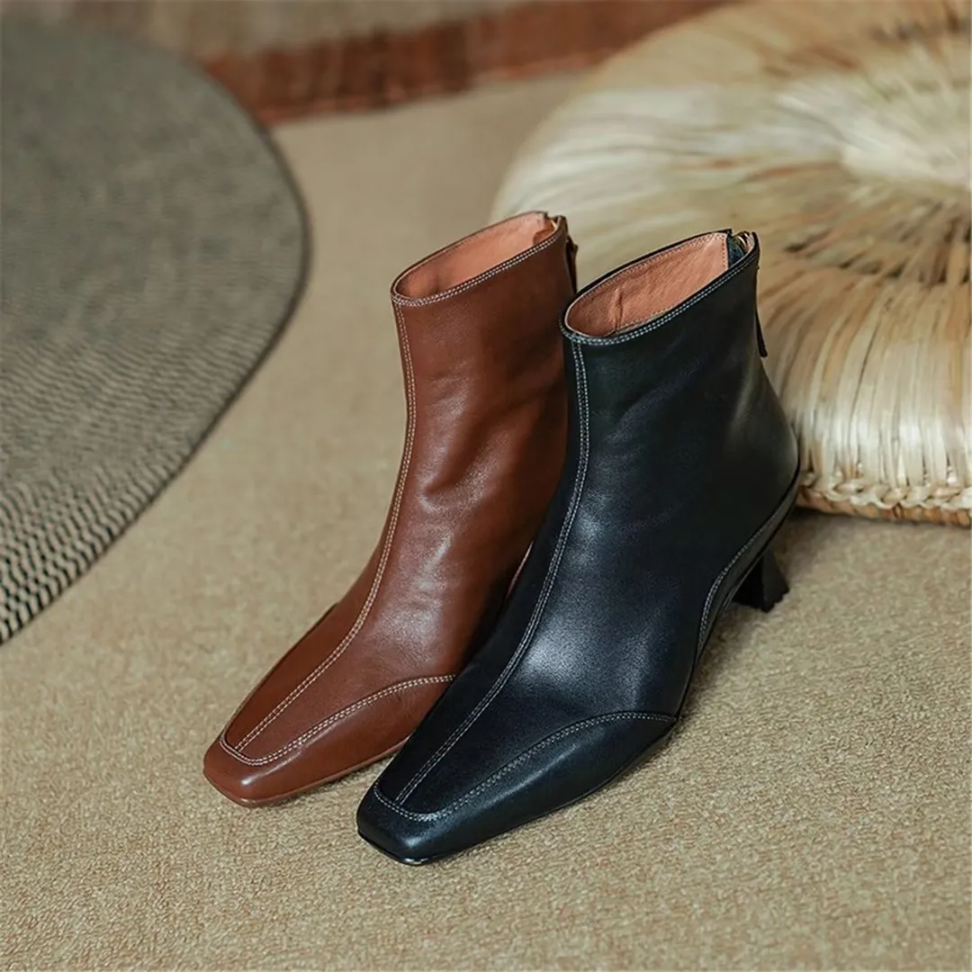 LeatherLust Square-Toe Plush-Lined Luxury Boots