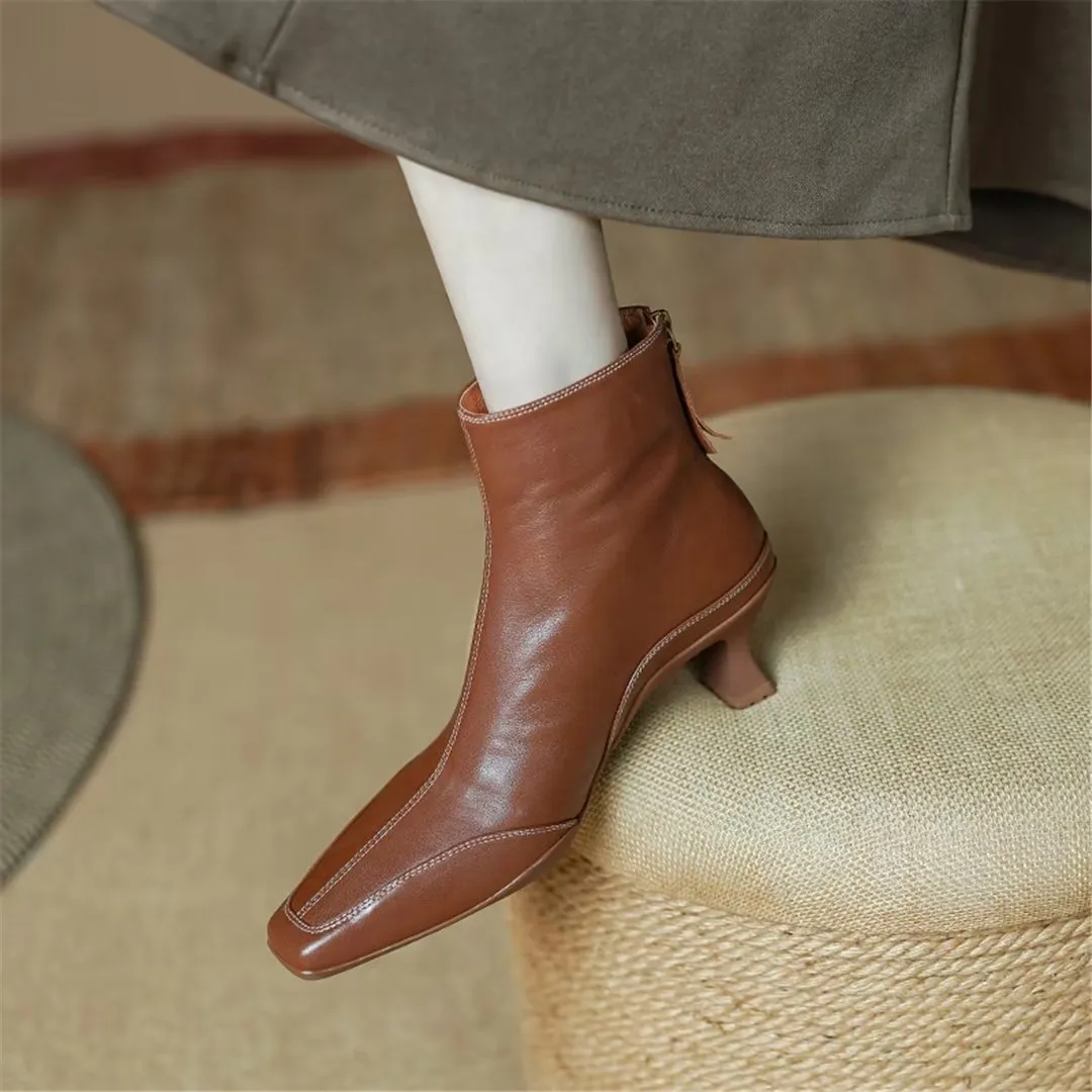 LeatherLust Square-Toe Plush-Lined Luxury Boots