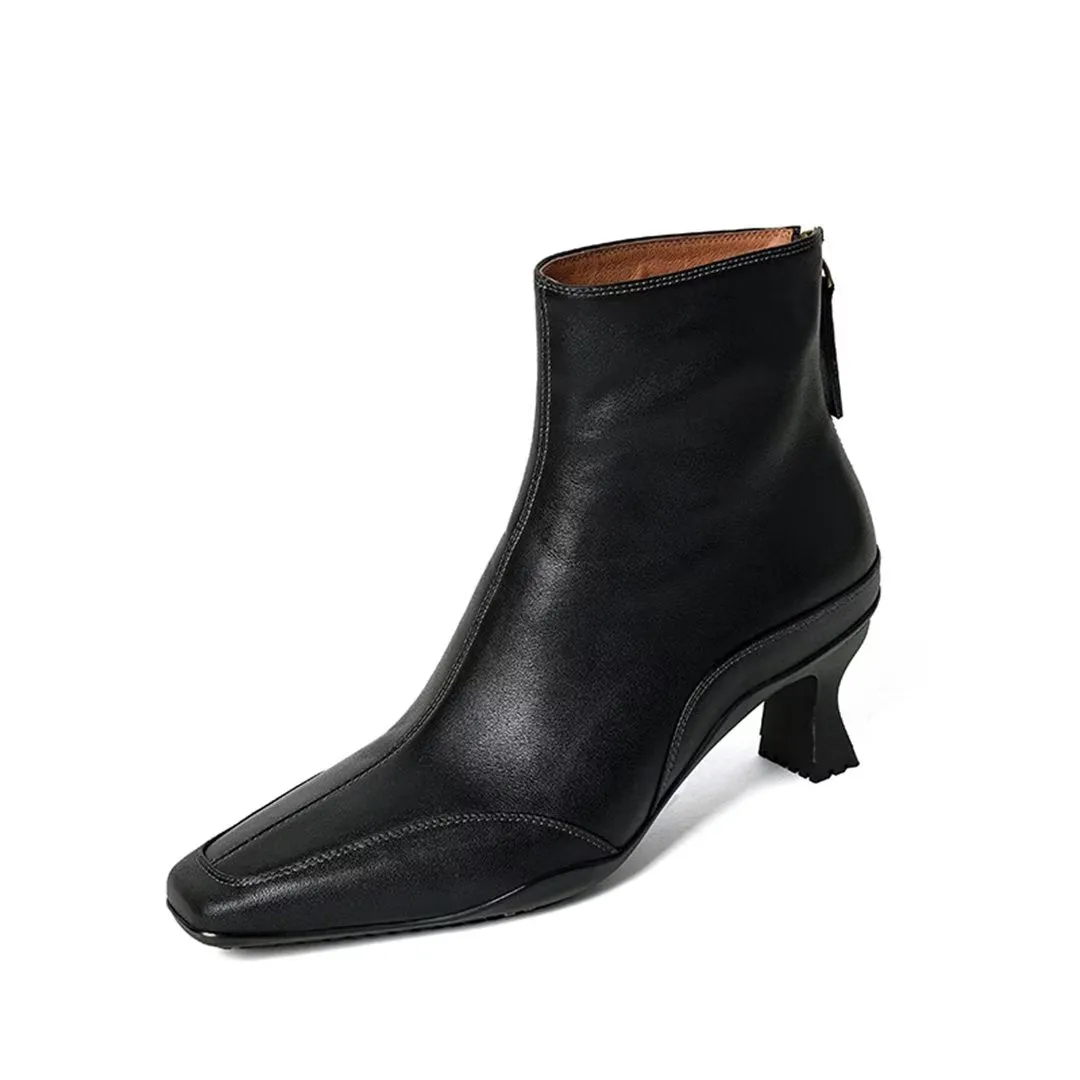 LeatherLust Square-Toe Plush-Lined Luxury Boots