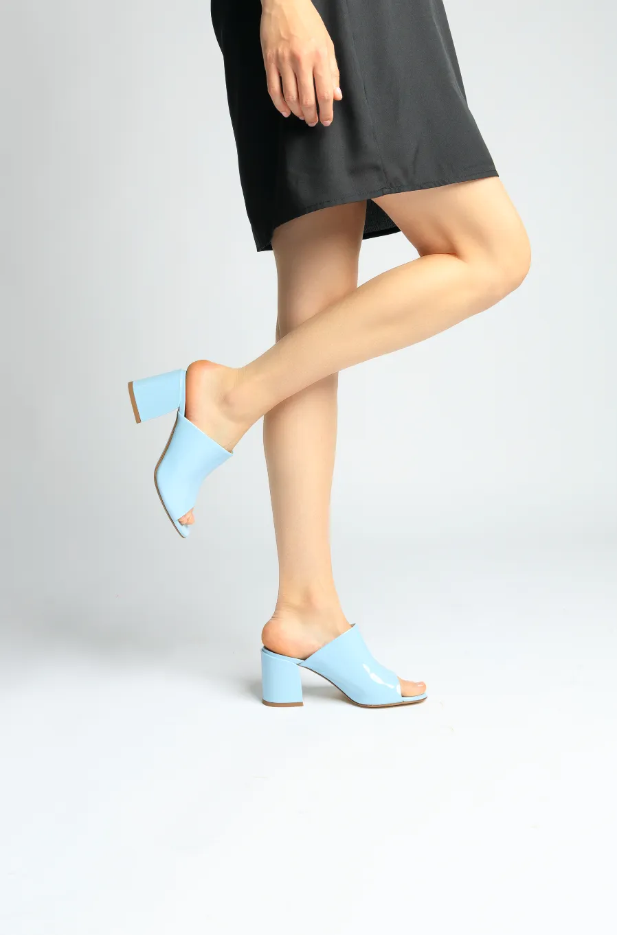 Light Blue Patent Mule