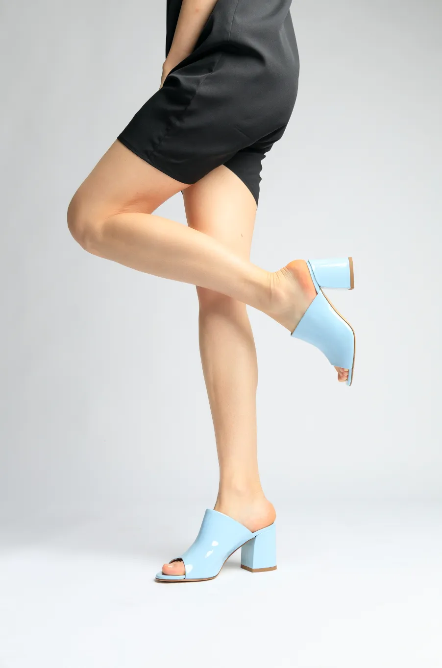 Light Blue Patent Mule