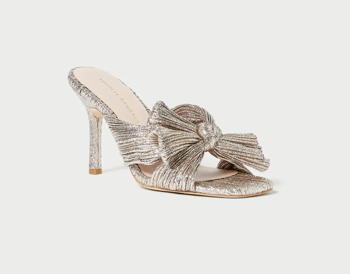 Loeffler Randall Claudia Pleated Skinny Heel Mule in Champagne