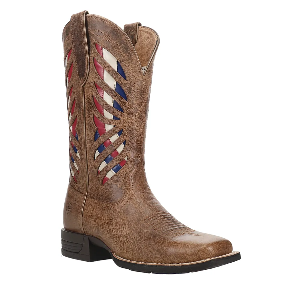 Longview Tooled Inlay Square Toe Cowboy Boots