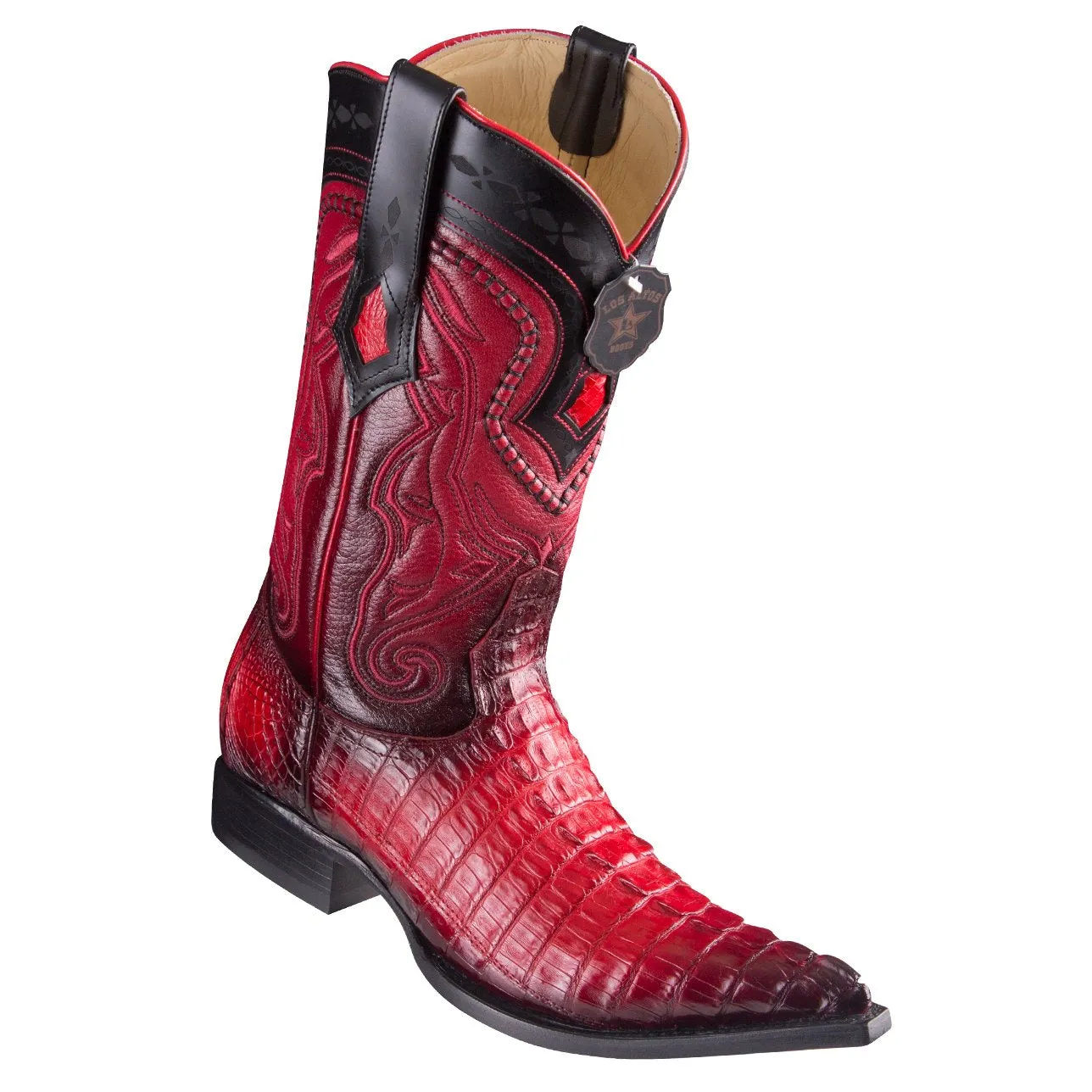 Los Altos Boots Caiman Tail Red Pointed Toe Cowboy Boots