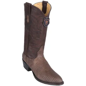 Los Altos Lizard Teju R-Toe Brown Cowboy Boots