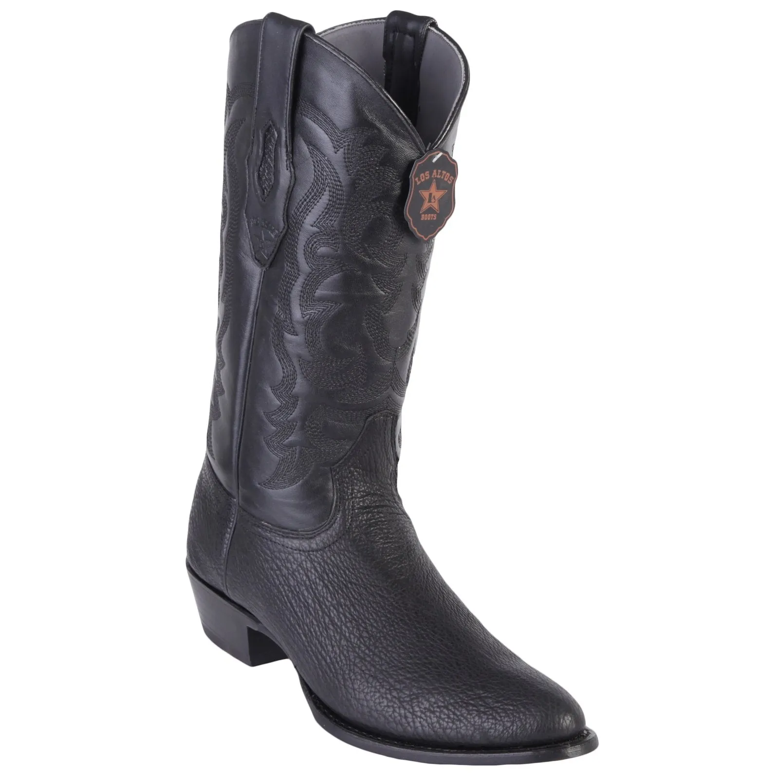 Los Altos Shark R-Toe Black Cowboy Boots