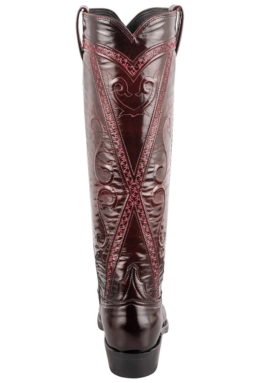 Lucchese Women's Goat Dora Roper Boots - Black Cherry