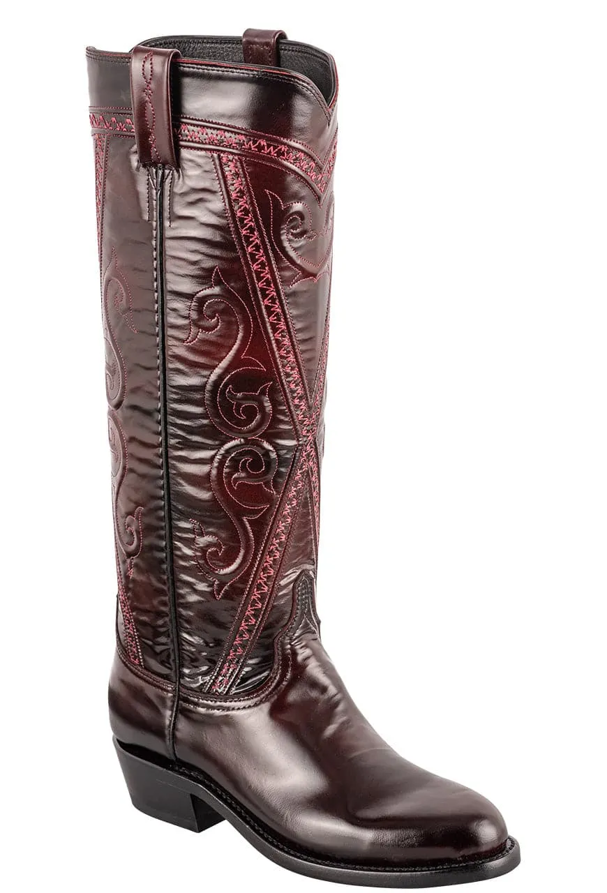 Lucchese Women's Goat Dora Roper Boots - Black Cherry