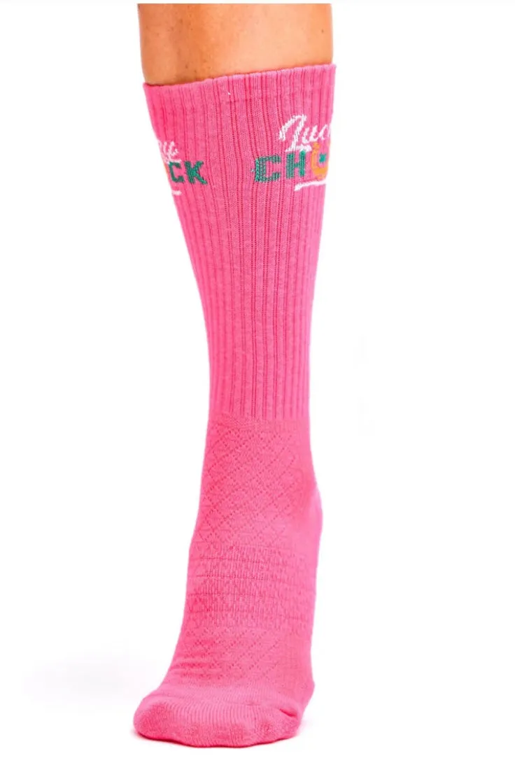 Lucky Chuck Pink Crew Socks