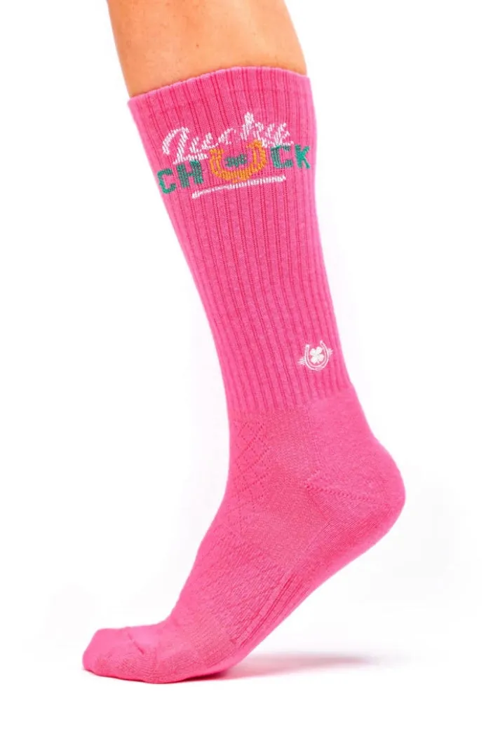 Lucky Chuck Pink Crew Socks