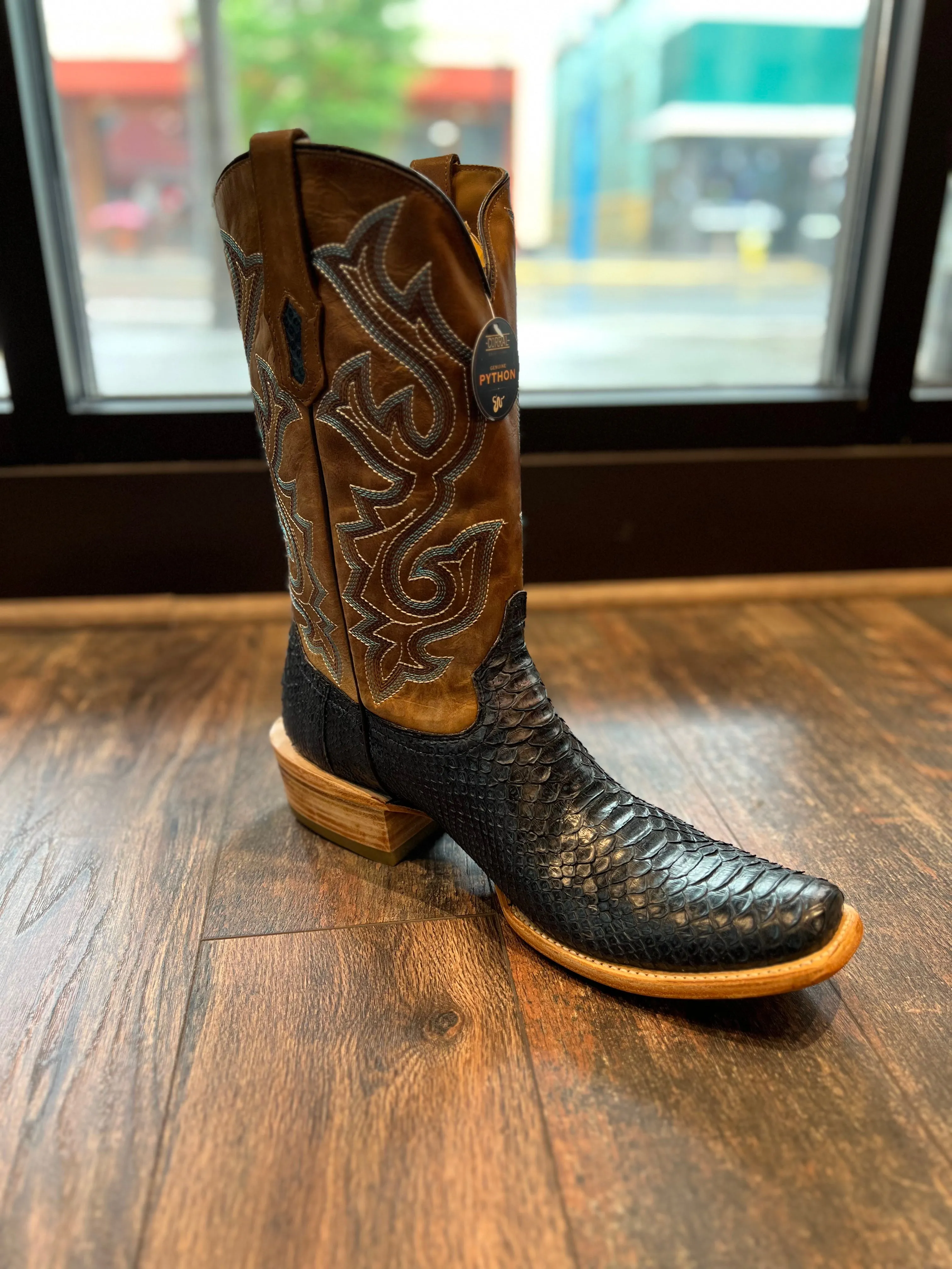 Men’s Blue-Brown Python Boot