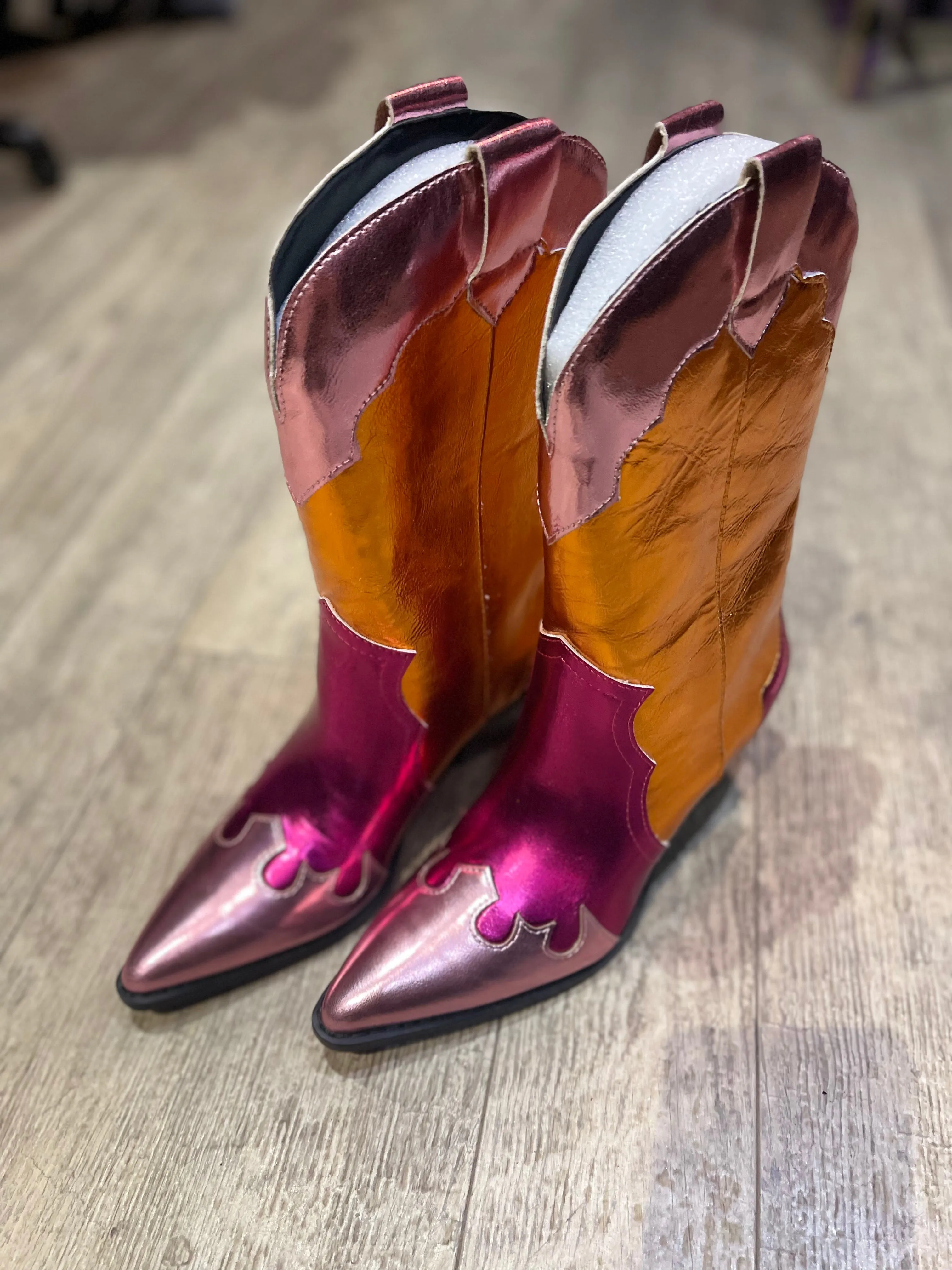 Metallic Cowboy Boots By Daisy Street