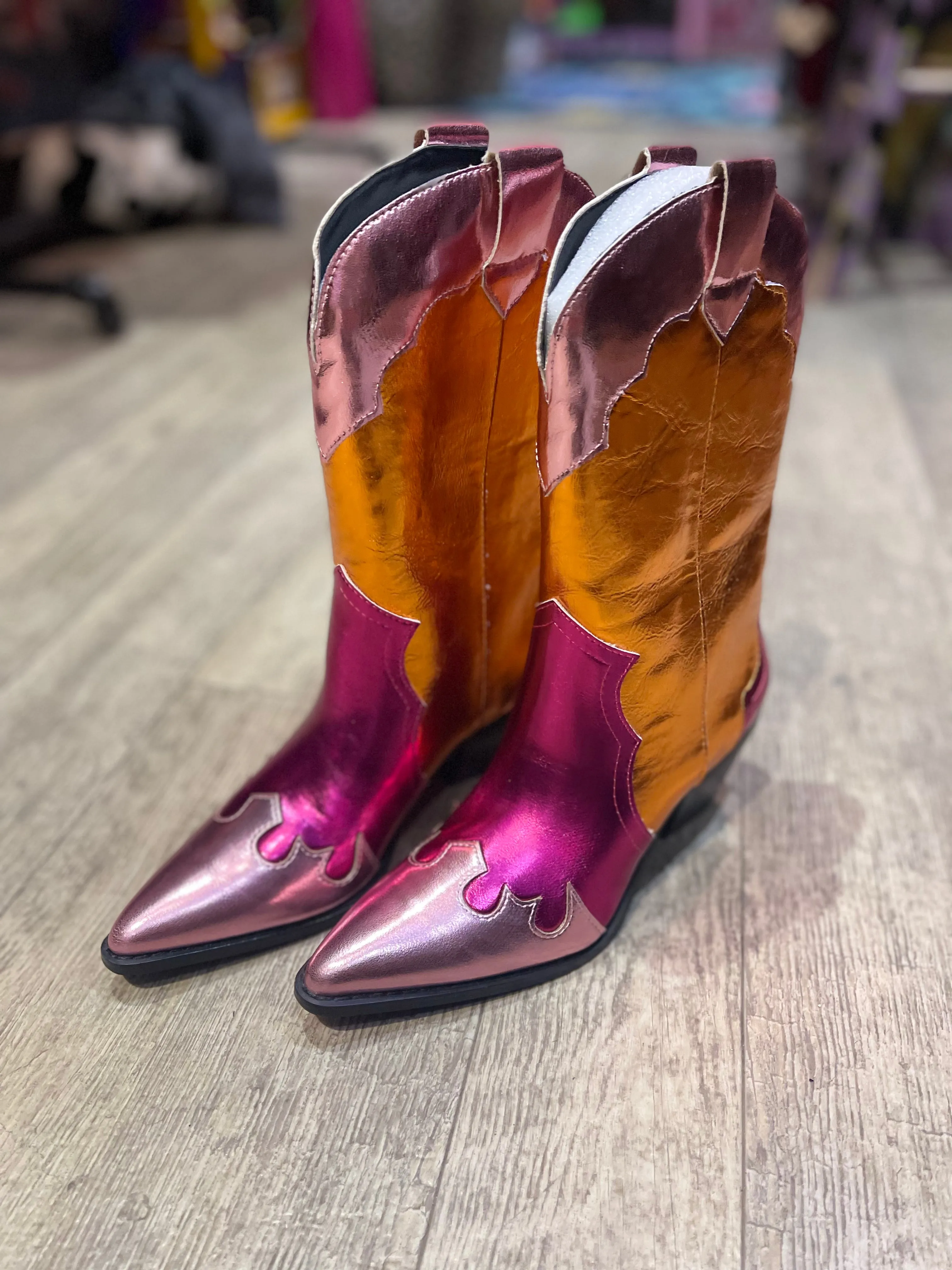 Metallic Cowboy Boots By Daisy Street