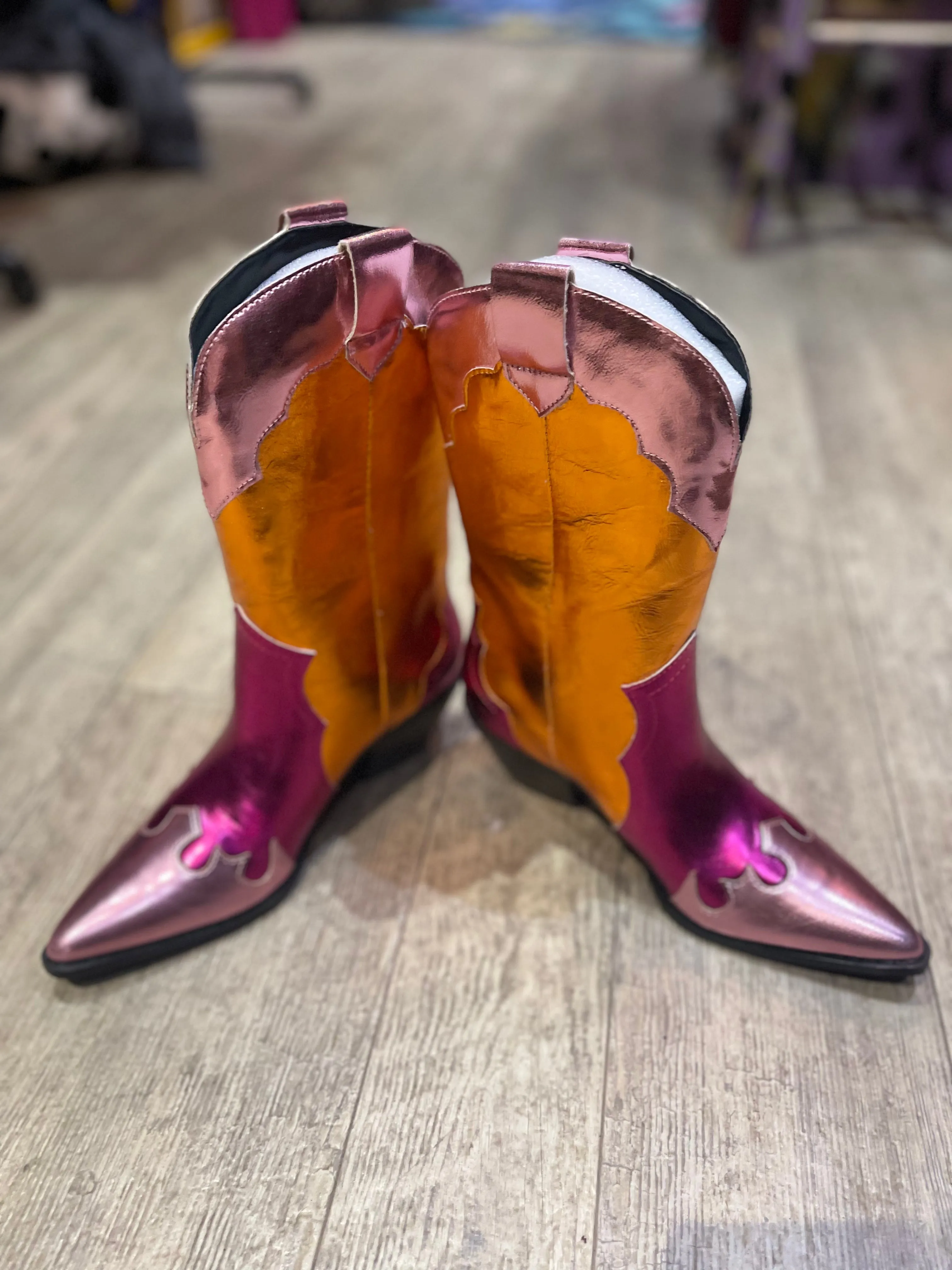 Metallic Cowboy Boots By Daisy Street