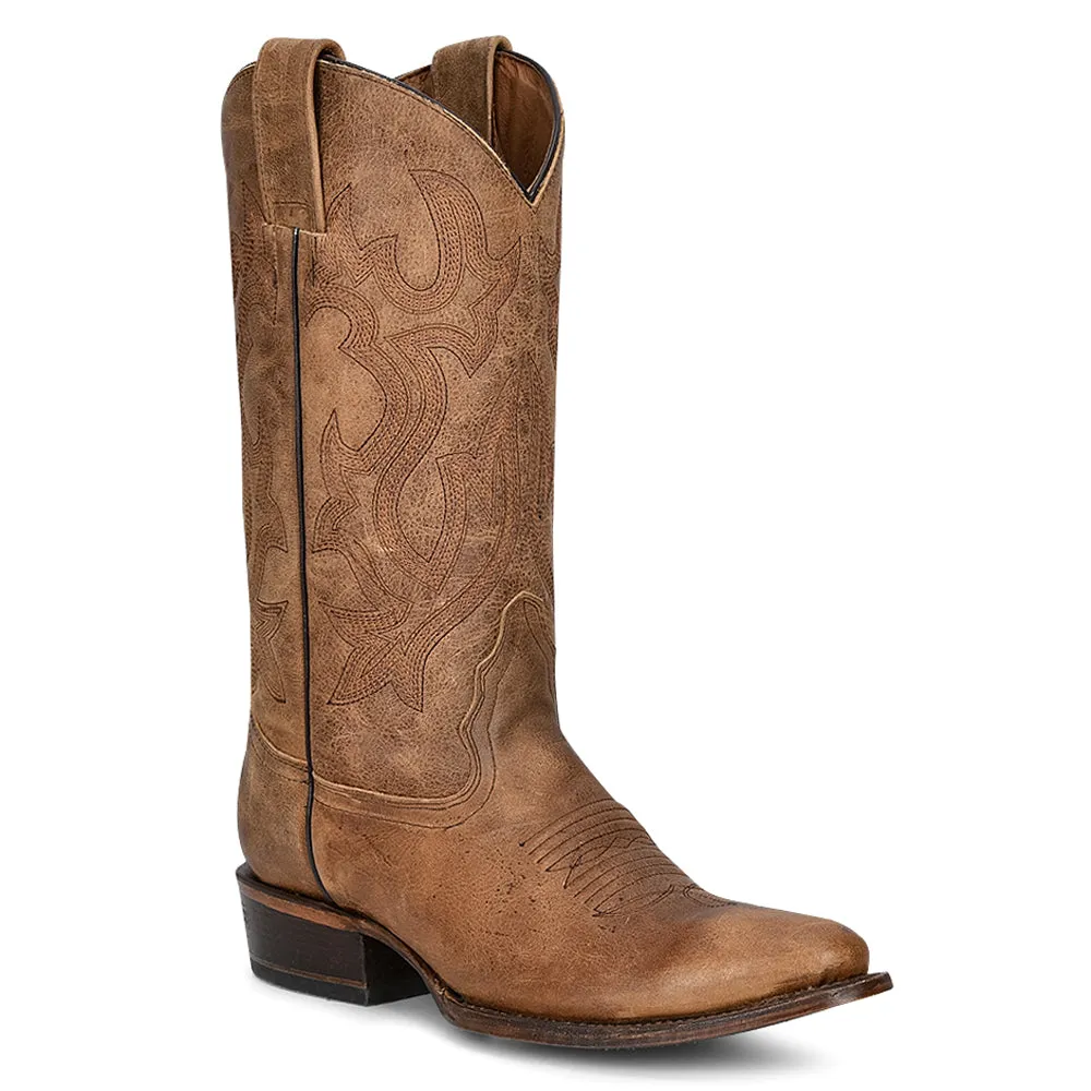 Mn Tan Embroidery Round Toe Cowboy Booties