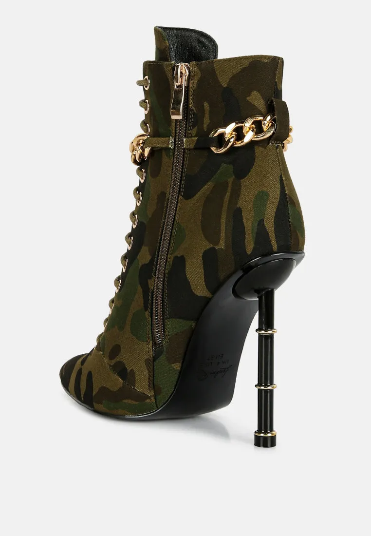 Moulin Ringed Stiletto Camouflage Ankle Boot