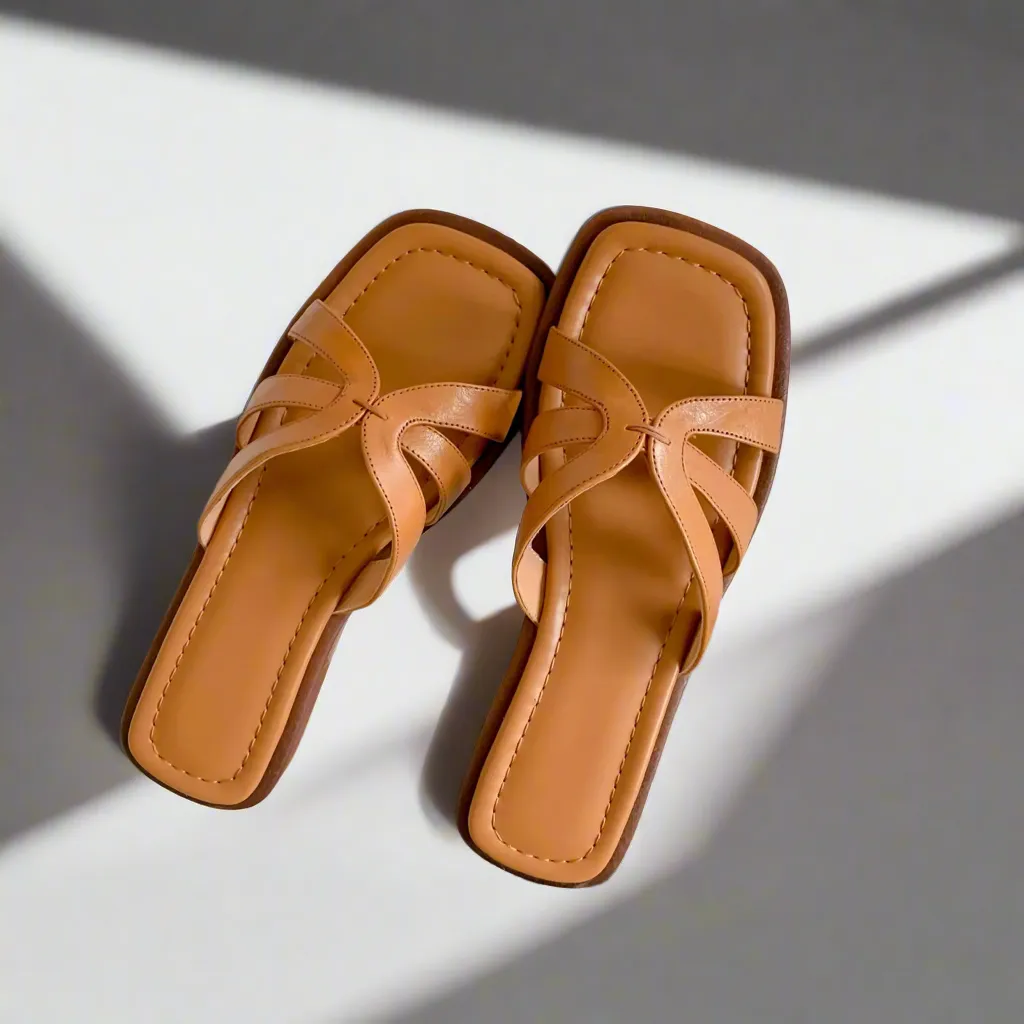 Nandi Bronze Flat Mule Sandals