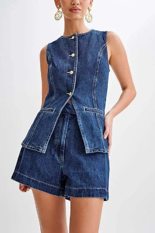 NEW!! The Midland Denim Vest and Short Set