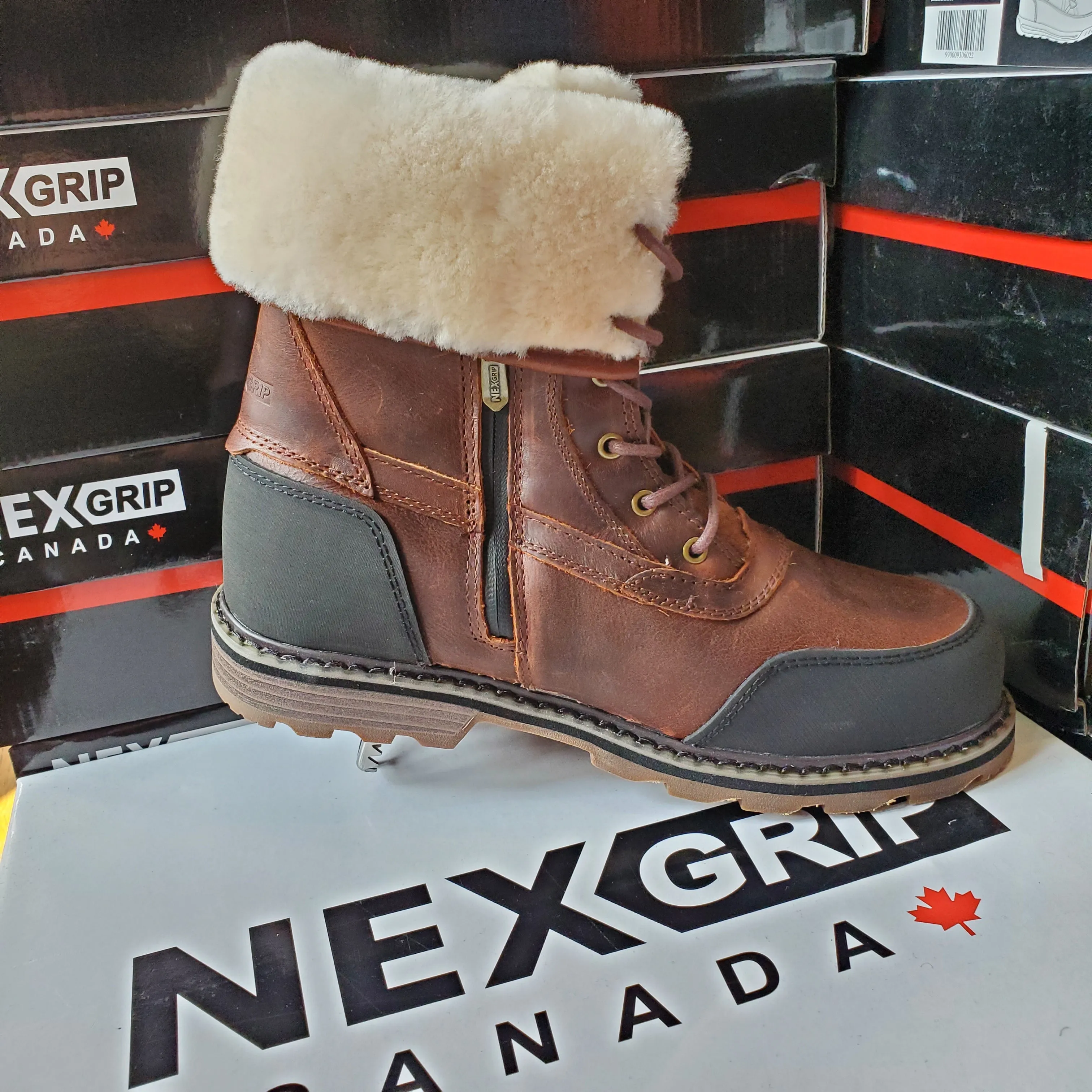 NexGrip Eva Hazelnut Brown Women’s Snow Boot Waterproof with Retractable Ice Claw Cleats NEXX