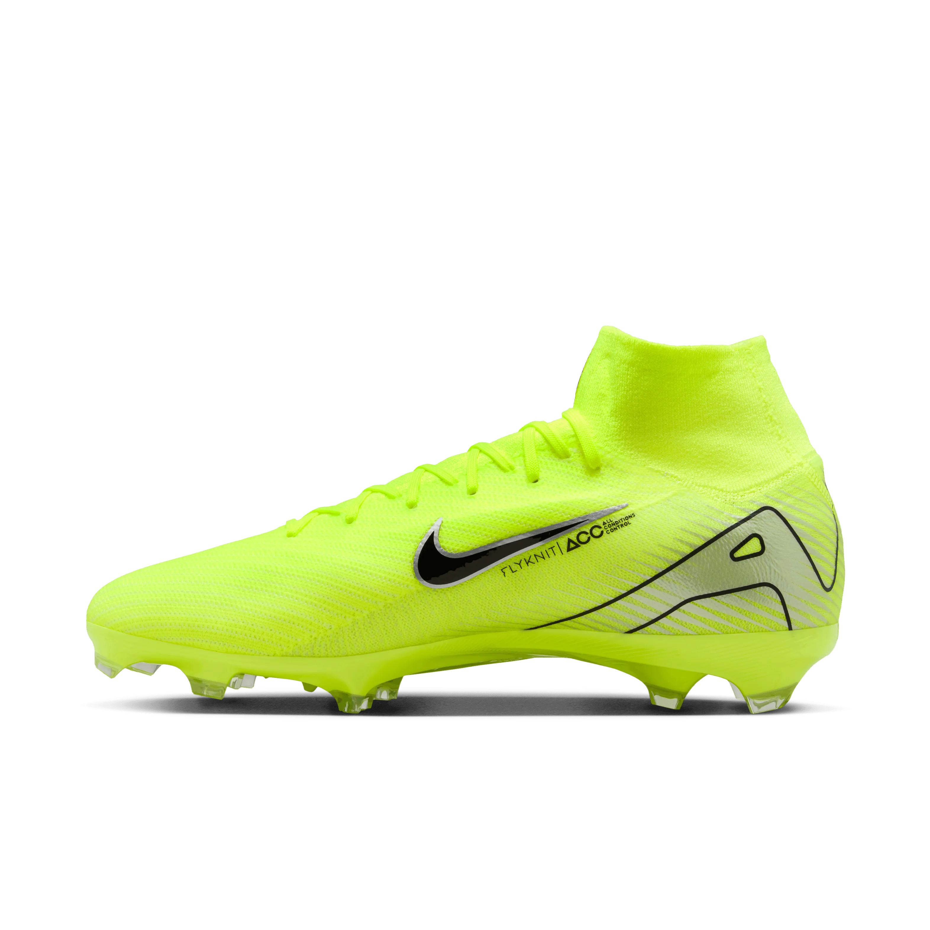 Nike Mercurial Superfly 10 Pro FG High-Top Soccer Cleats-Volt/Black